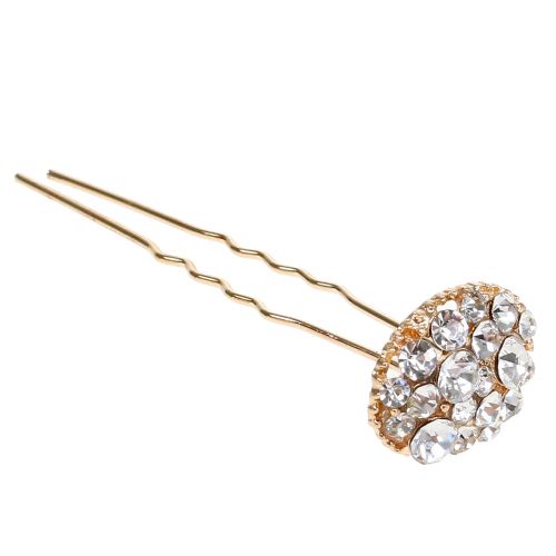 Floristik24 Épingle à cheveux dorée de mariage avec strass 7 cm 9 p.