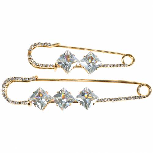 Floristik24 Broche de securite bijoux aiguille diamant or 2pcs