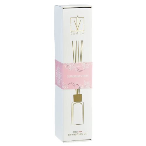 Article Parfum d'ambiance flacon en verre bâtonnets de parfum Summer Vibes 100ml