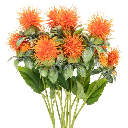 Carthame orange artificiel, fleur artificielle pour vases et décoration, 55 cm, lot de 4