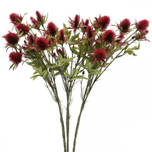 Floristik24 Chardon Fleur Artificielle Rouge Bordeaux 10 Têtes De Fleurs 68cm 3pcs