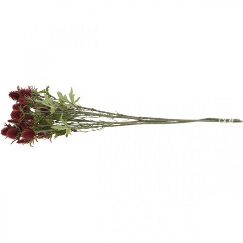 Article Chardon Fleur Artificielle Rouge Bordeaux 10 Têtes De Fleurs 68cm 3pcs