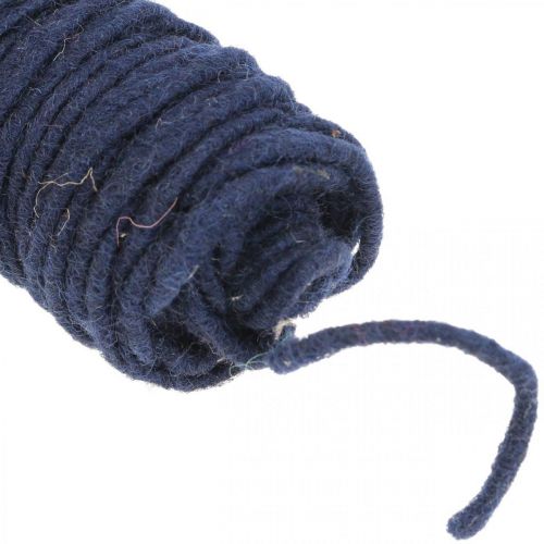 Cordon de feutre de fil de mèche, cordon de feutre, cordon de laine bleu 55m