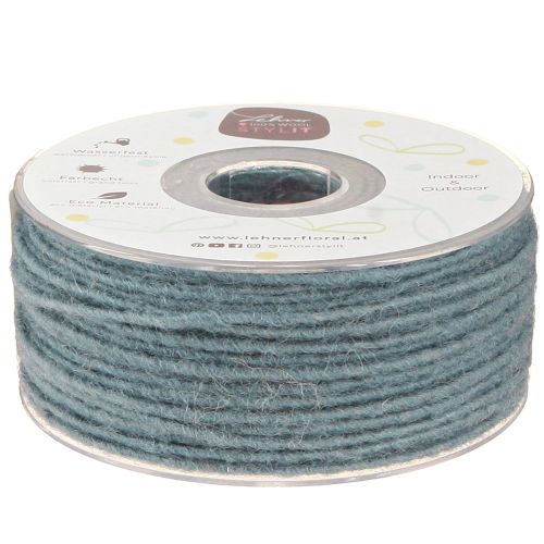 Floristik24 Fil de mèche cordon de laine cordon feutre bleu gris Ø3mm 100m