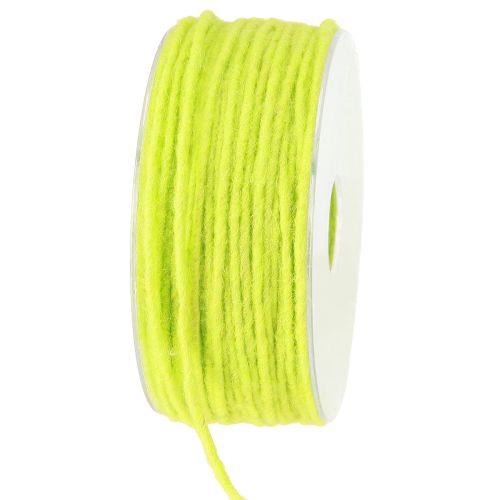 Cordon de laine mèche en feutre vert clair l 3 mm L 100 m