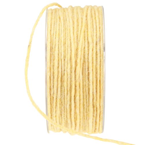 Article Fil de mèche cordon de laine cordon de feutre fil de laine jaune Ø3mm 100m
