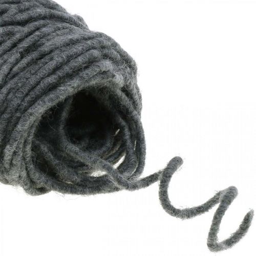 Article Cordon feutre fil laine de mouton gris 30m