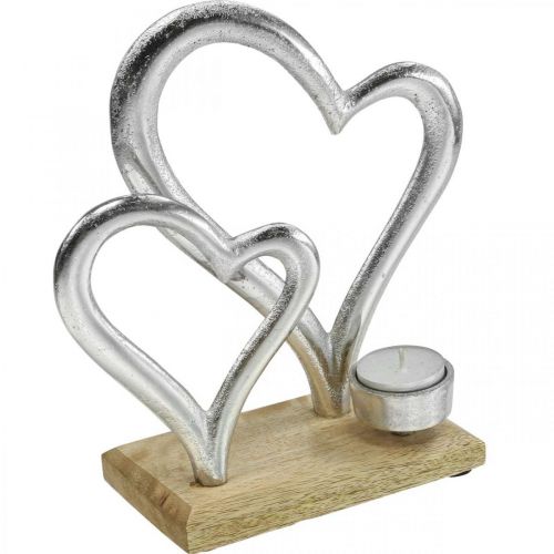 Floristik24 Photophore coeur métal décoration table décoration bois 22cm