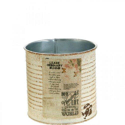 Article Jardinière Crème Métal Shabby Chic Ø11cm H10.5cm