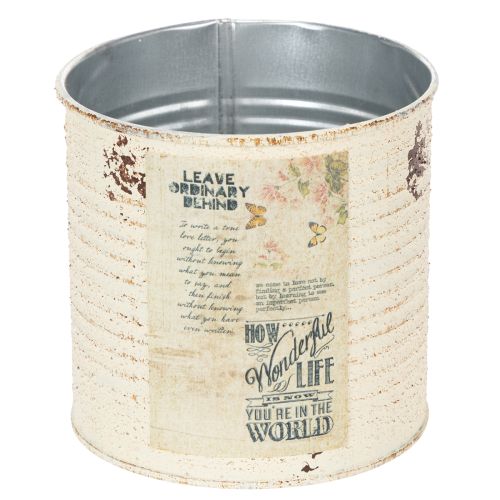Floristik24 Pot de fleurs en métal crème style shabby chic Ø11cm H10.5cm