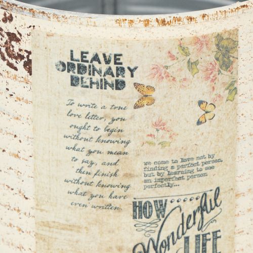 Article Pot de fleurs en métal crème style shabby chic Ø11cm H10.5cm