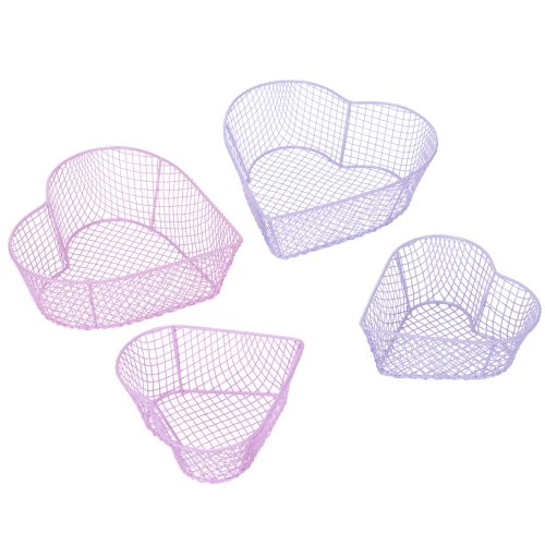 Floristik24 Paniers en fil de fer, en forme de cœur, pour la décoration et le rangement, 20 cm, lot de 4