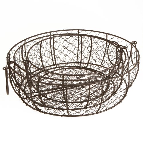 Floristik24 Corbeille à pain en fil de fer avec anse Marron Ø35/30/25cm Lot de 3
