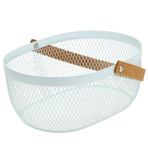 Floristik24 Panier métallique blanc avec anse 23,5 x 18 x 10 cm
