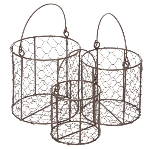 Floristik24 Ensemble de paniers en fil de fer, idéal pour la cuisine ou le jardin, 25 cm, 1 ensemble
