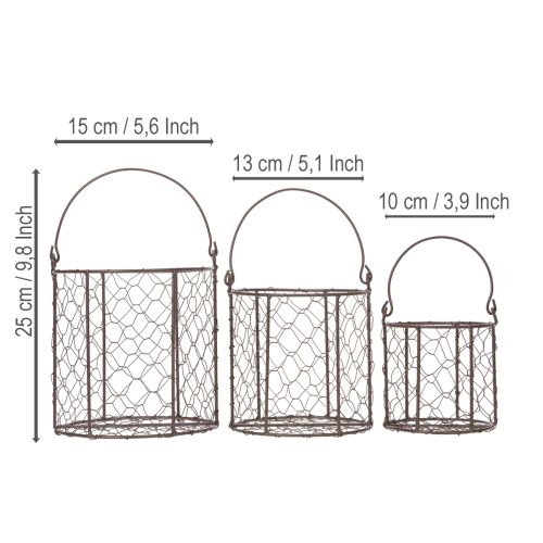 Article Ensemble de paniers en fil de fer, idéal pour la cuisine ou le jardin, 25 cm, 1 ensemble