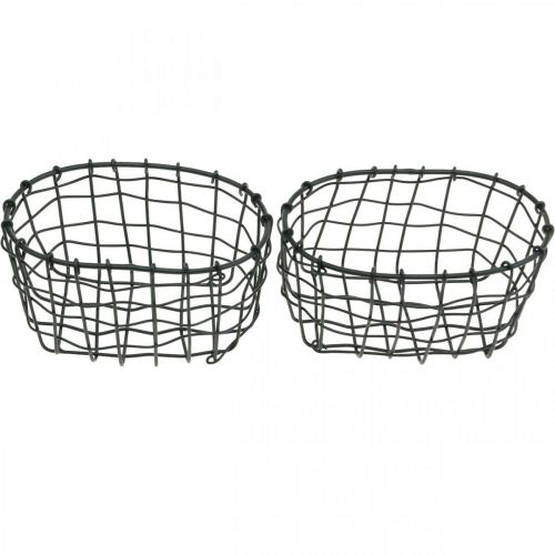 Floristik24 Corbeille déco, mini corbeille, corbeille fil ovale L12.5cm H6.5cm 2pcs