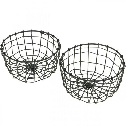Floristik24 Panier à planter, mini panier grillagé, panier à planter rond Ø12cm H6.5cm 2pcs