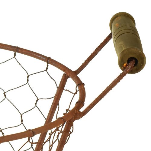 Article Panier métallique avec anse en bois décor rouille Ø18cm