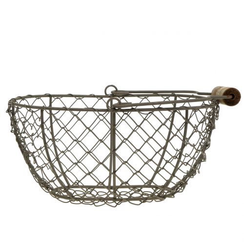 Floristik24 Panier en fil métallique avec manche en bois brun 20cm