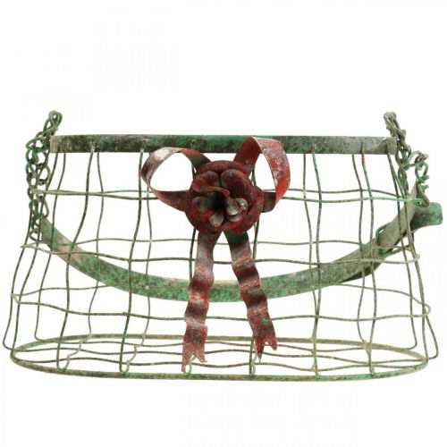Floristik24 Sac à anse, panier métal, jardinière fil, panier jardinière L28.5cm H33cm