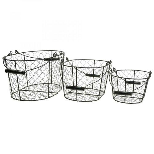 Article Corbeille en fil avec anses métal noir 35/31/27cm lot de 3
