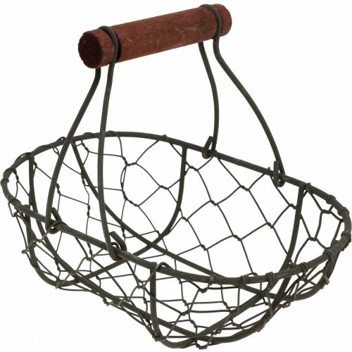 Floristik24 Panier métallique ovale avec anse gris 17×11cm H15cm 2pcs