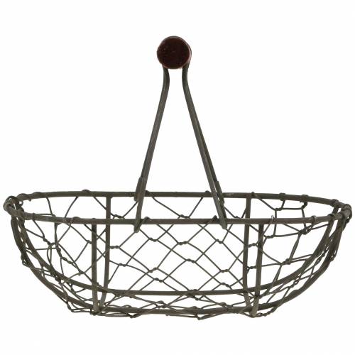 Article Panier métallique ovale avec anse gris 17×11cm H15cm 2pcs