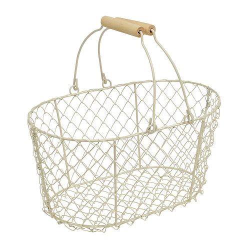 Floristik24 Corbeille fil ovale avec anse 27x18cm H13,5cm crème