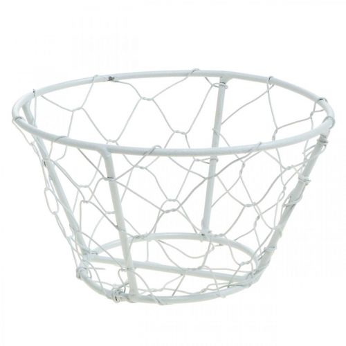 Floristik24 Corbeille grillagée, corbeille grillagée, décoration métal shabby chic blanc Ø12cm H7cm