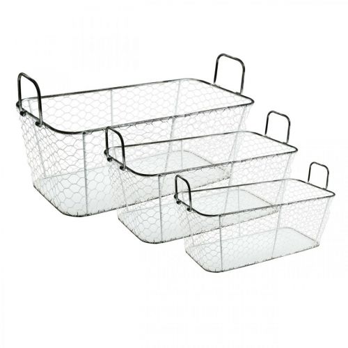 Floristik24 Corbeille en fil, jardinière, jardinière L43,5 / 39,5 / 35cm, lot de 3