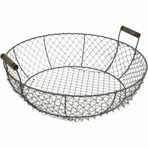 Floristik24 Corbeille en fil rond avec anses panier gris marron Ø32/36/40cm lot de 3