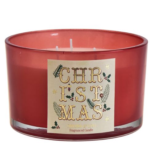 Bougie trois mèches Bougie parfumée de Noël dans un verre œillet cannelle Ø13cm