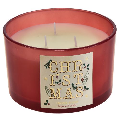 Bougie trois mèches Bougie parfumée de Noël dans un verre œillet cannelle Ø13cm