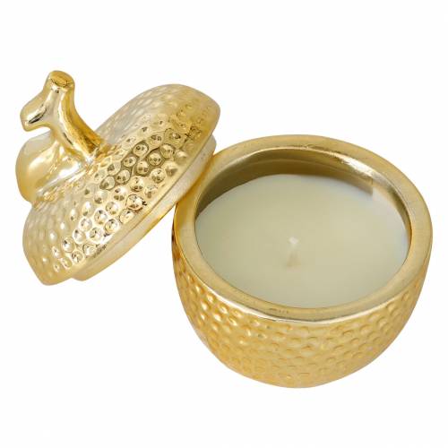 Floristik24 Bougie parfumée &quot;Pomme épicée&quot; dans boîte à bijoux pomme or Ø7.2cm H8.5cm