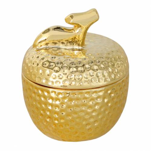 Floristik24 Bougie parfumée &quot;Pomme épicée&quot; dans boîte à bijoux pomme or Ø7.2cm H8.5cm