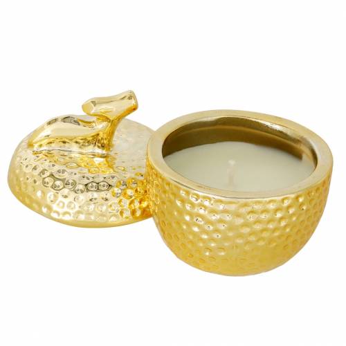 Floristik24 Bougie parfumée &quot;Pomme épicée&quot; dans boîte à bijoux pomme or Ø7.2cm H8.5cm