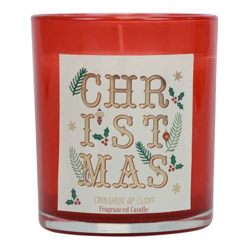 Floristik24 Bougie parfumée Bougie parfumée de Noël dans un verre clou de girofle de cannelle rouge Ø8cm