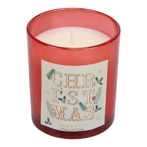 Floristik24 Bougie parfumée Bougie parfumée de Noël dans un verre clou de girofle de cannelle rouge Ø8cm