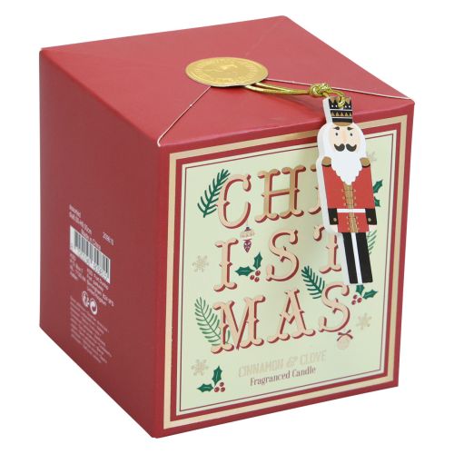Floristik24 Bougie parfumée Bougie parfumée de Noël dans un verre clou de girofle de cannelle rouge Ø8cm