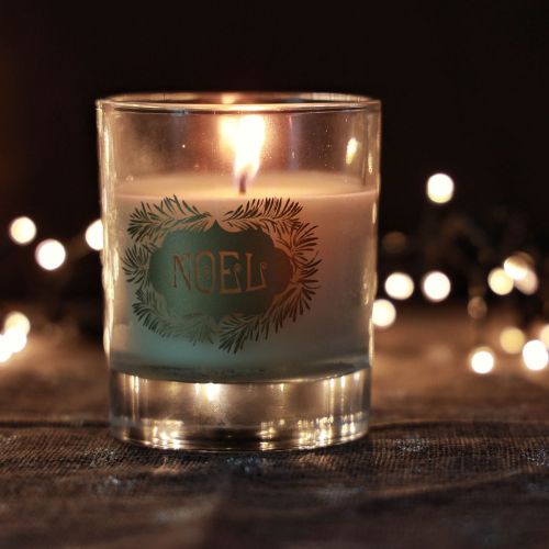 Article Bougie parfumée Bougie de Noël en verre clair Bougie de Noël 7,5 cm