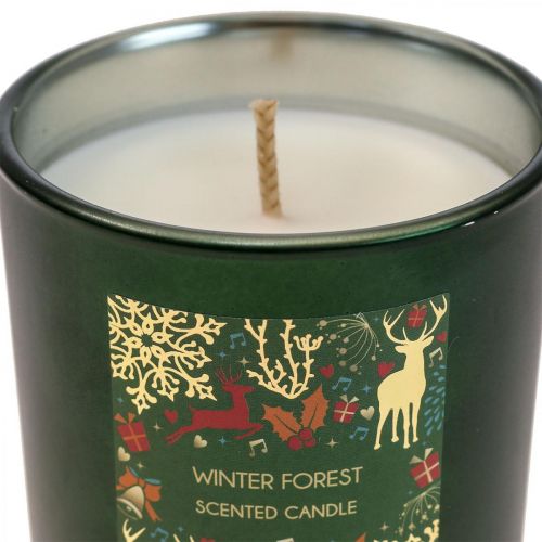 Floristik24 Bougie parfumée Noël hiver forêt bougie verre vert Ø7/H8cm