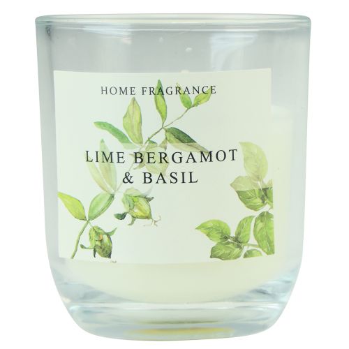 Bougie parfumée dans un verre bergamote citron vert basilic Ø7,5cm H8,5cm
