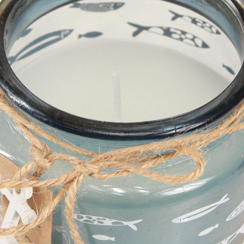 Article Bougies parfumées en verre bougies poisson bleu maritime vert H11cm 3pcs