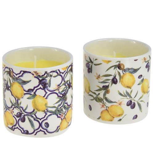 Floristik24 Bougies parfumées Bougie citronnelle en céramique Ø6,5cm H6,5cm 2pcs