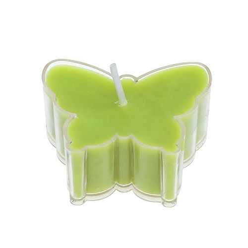 Floristik24 Bougie chauffe-plat parfumée papillon Ø 4,8 cm H. 2 cm verte 6 p.