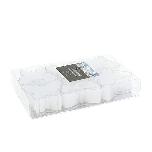 Floristik24 Bougie chauffe-plat parfumée papillon Ø4.8cm H2cm blanc 6pcs
