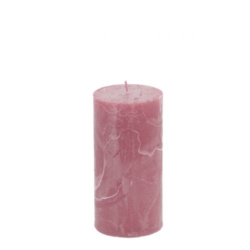 Article Bougies colorées unies vieux rose 50x100mm 4pcs