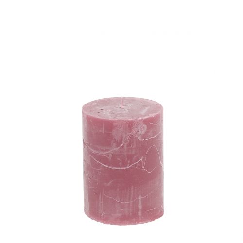 Article Bougies colorées unies vieux rose 60x80mm 4pcs