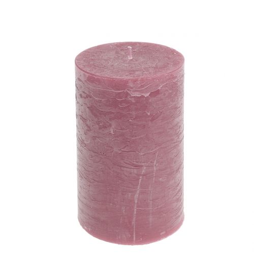 Floristik24 Bougies colorées unies vieux rose 85x150mm 2pcs